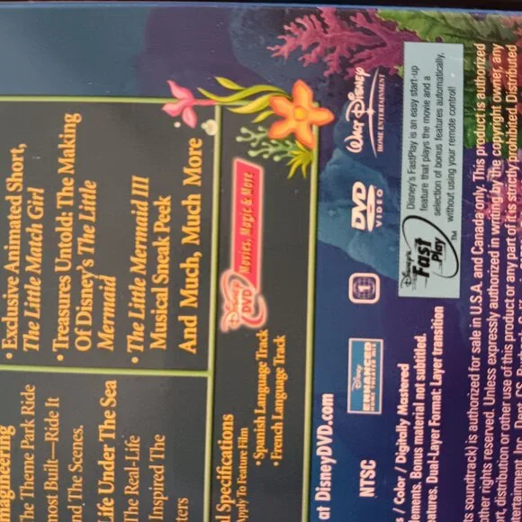 DISNEY THE LITTLE MERMAID AND LITTLE MERMAID II DVD - Picture 7 of 9